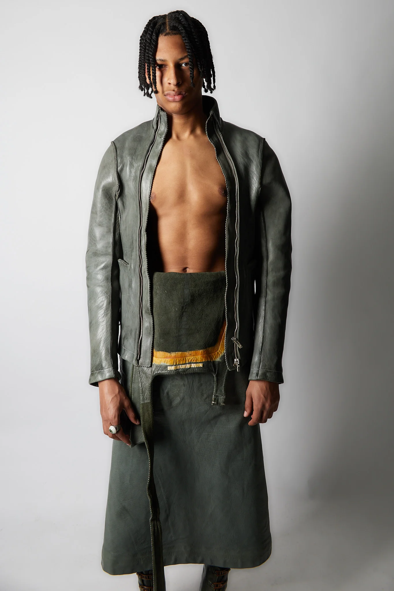 Object Dyed Lined Pinch Seam 2 Zip Fencing Jacket - Image 8