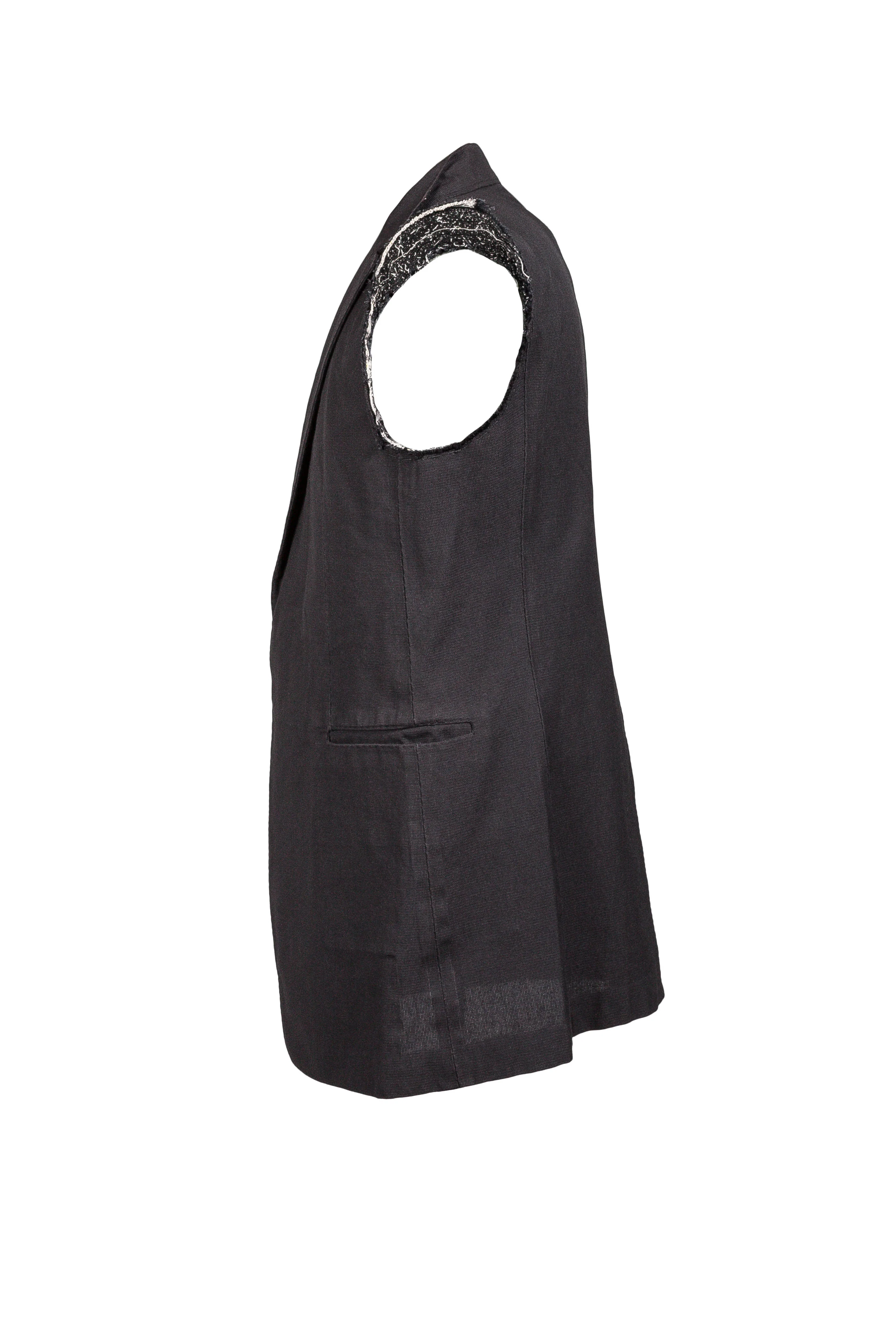 Stirred Unsleeved Unlined Chain Seam 1 Button Jacket - Image 3